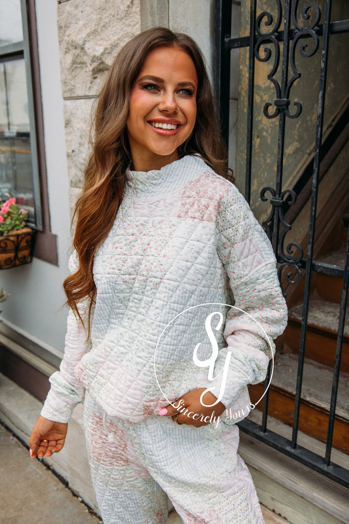Petal Puff Quilted Mockneck- Pastel