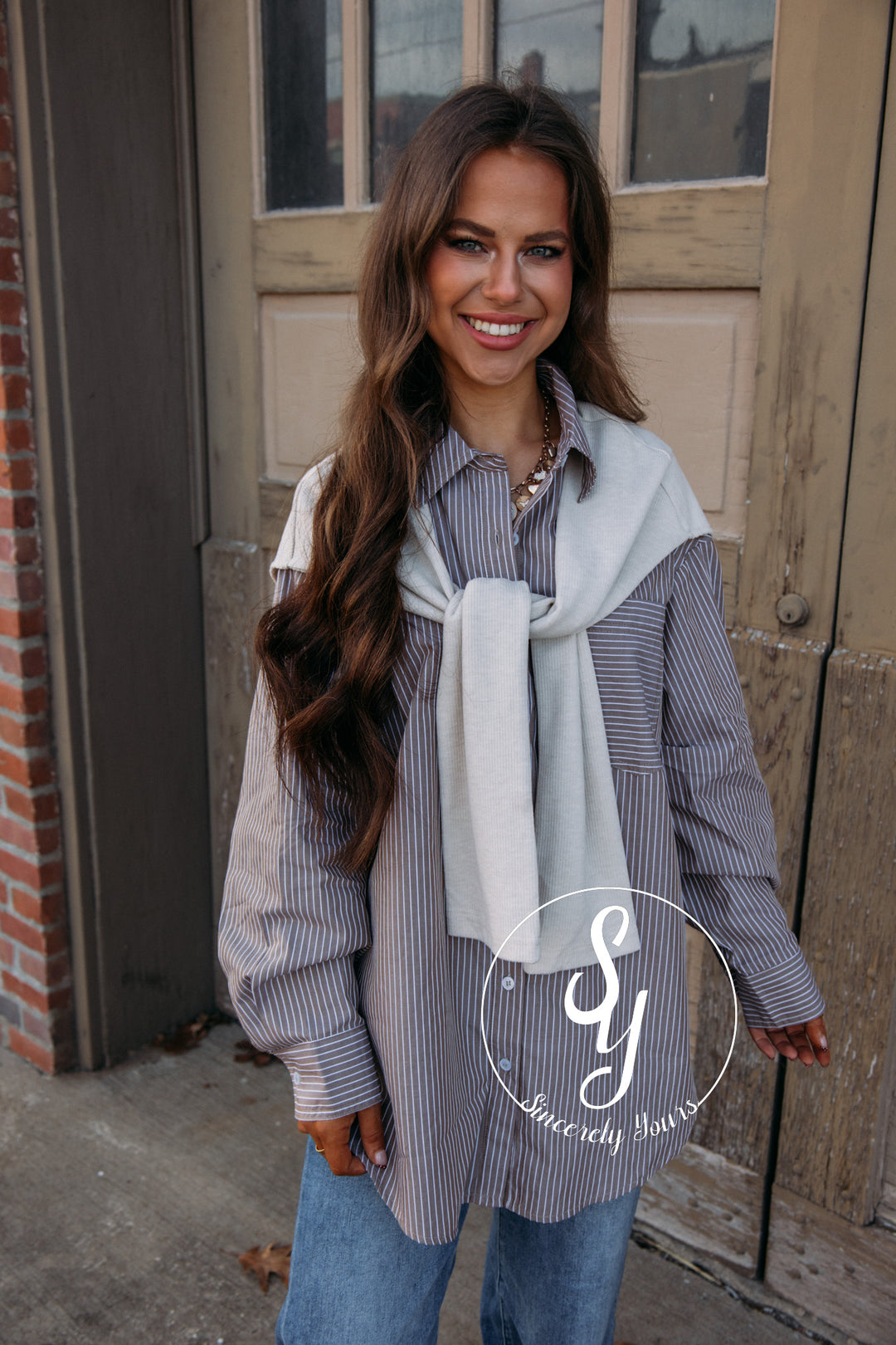 Feeling So Preppy Layered Blouse - Ash Olive