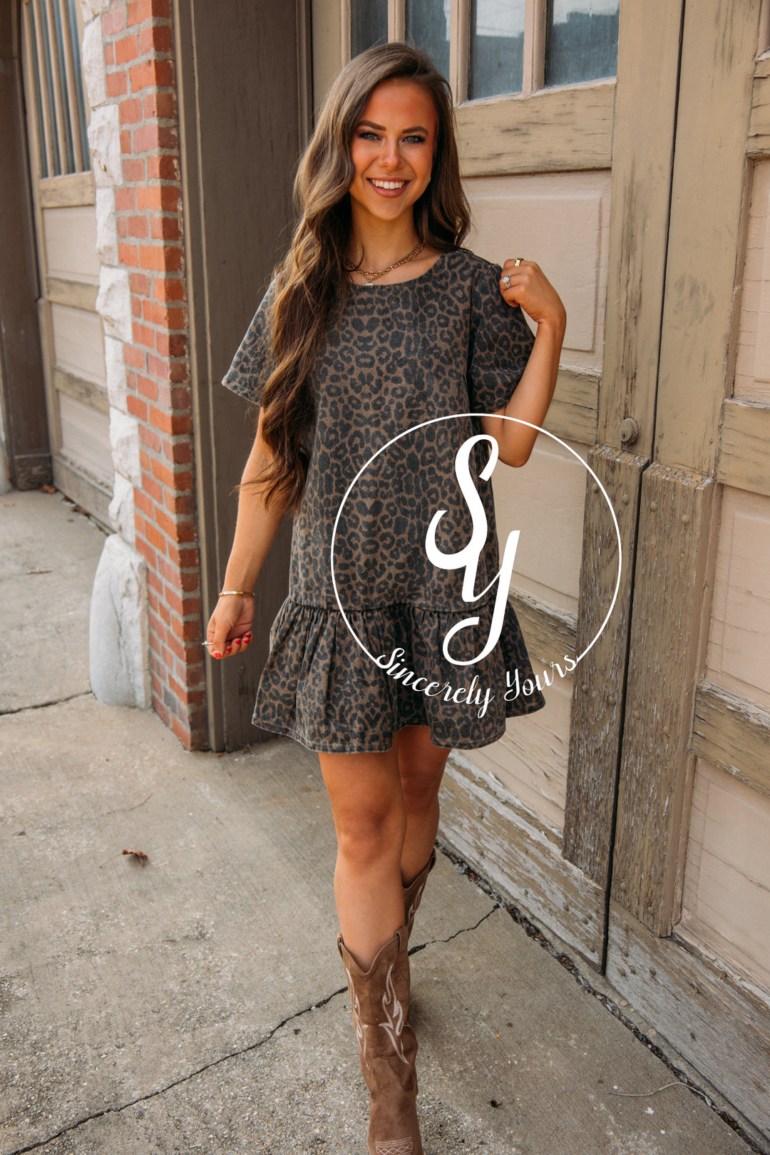 Wild Side Dress -Washed Brown