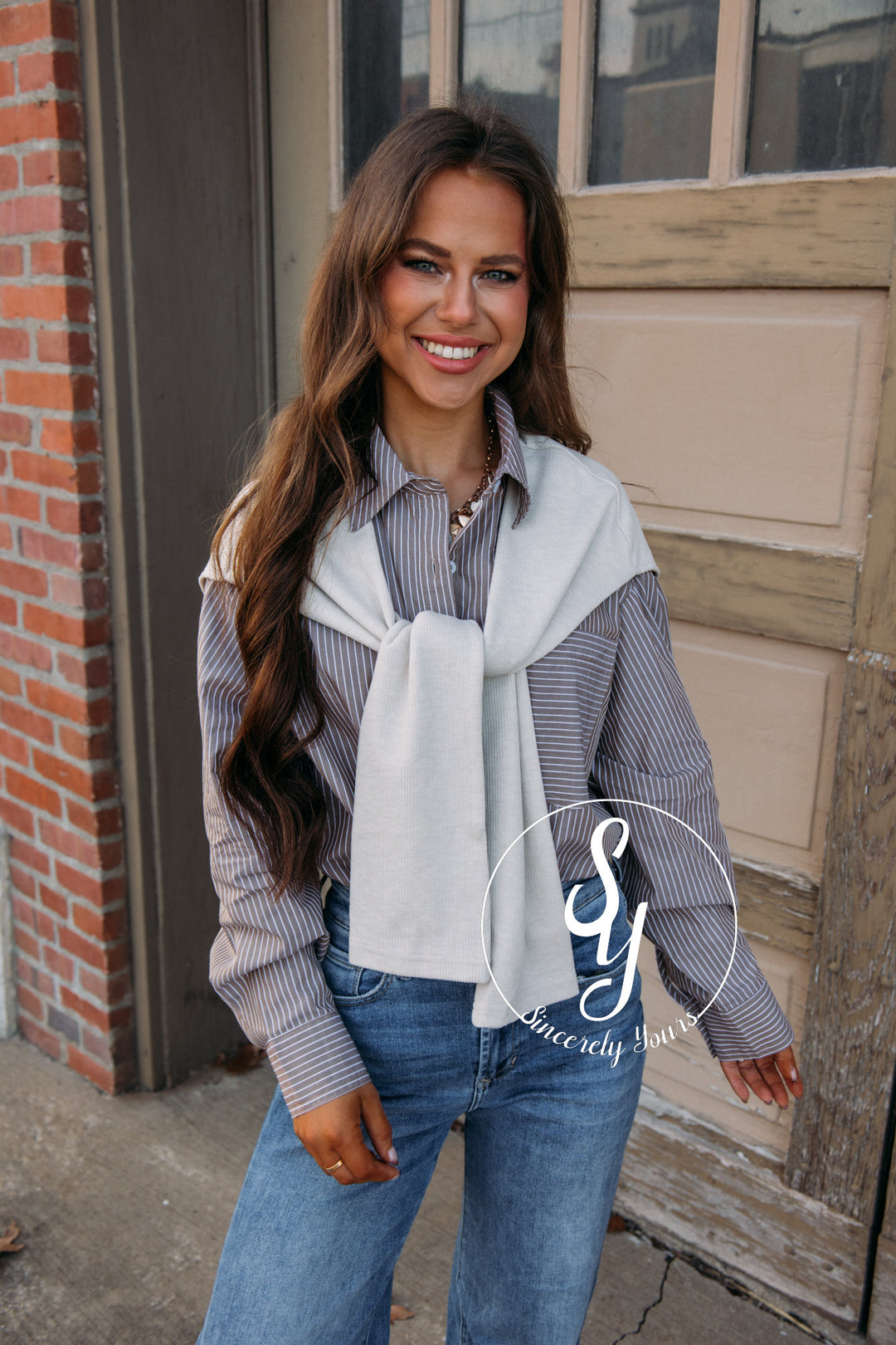 Feeling So Preppy Layered Blouse - Ash Olive