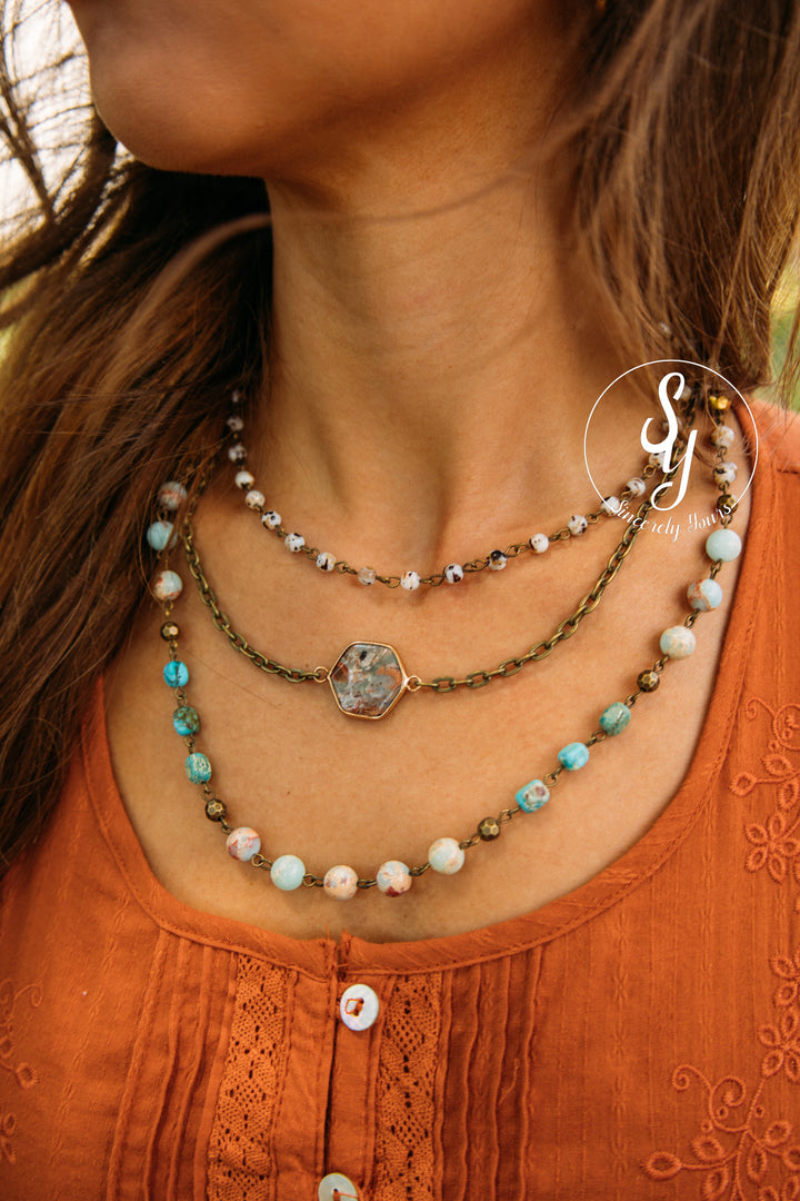 Stone Layer Necklace -Blue
