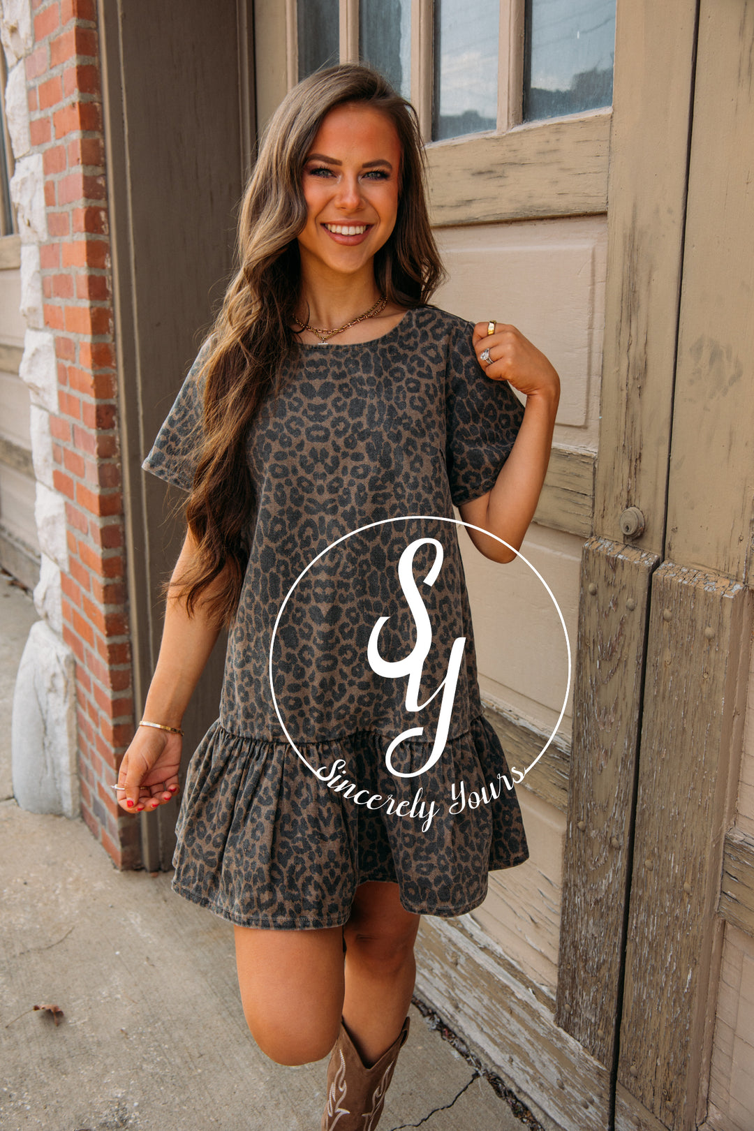 Wild Side Dress -Washed Brown