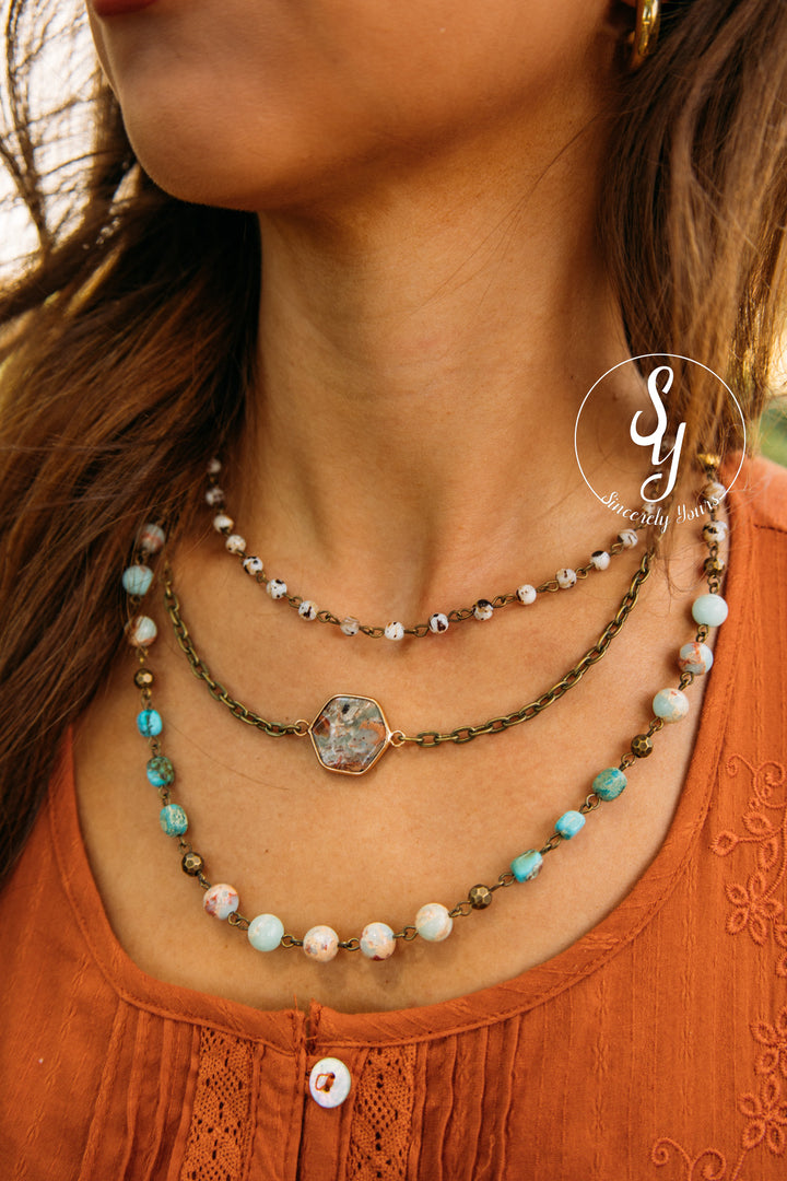 Stone Layer Necklace -Blue