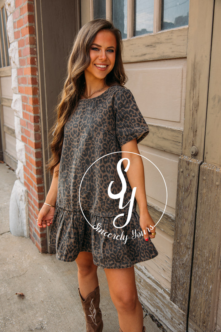 Wild Side Dress -Washed Brown