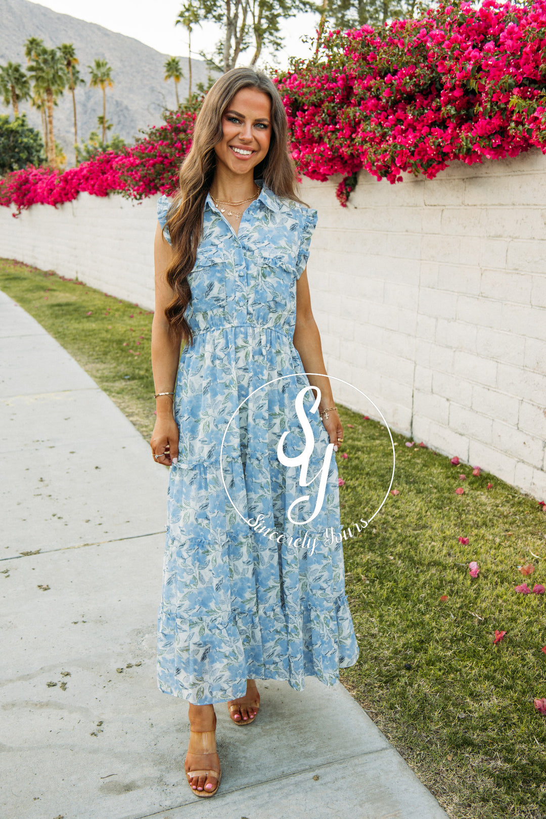Floral Sealine Dress - Blue
