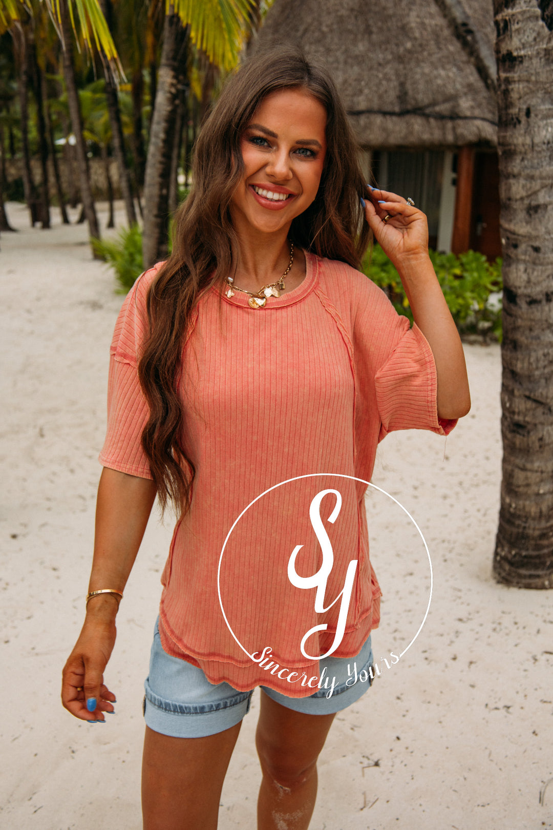 Charming Moment Top- Coral