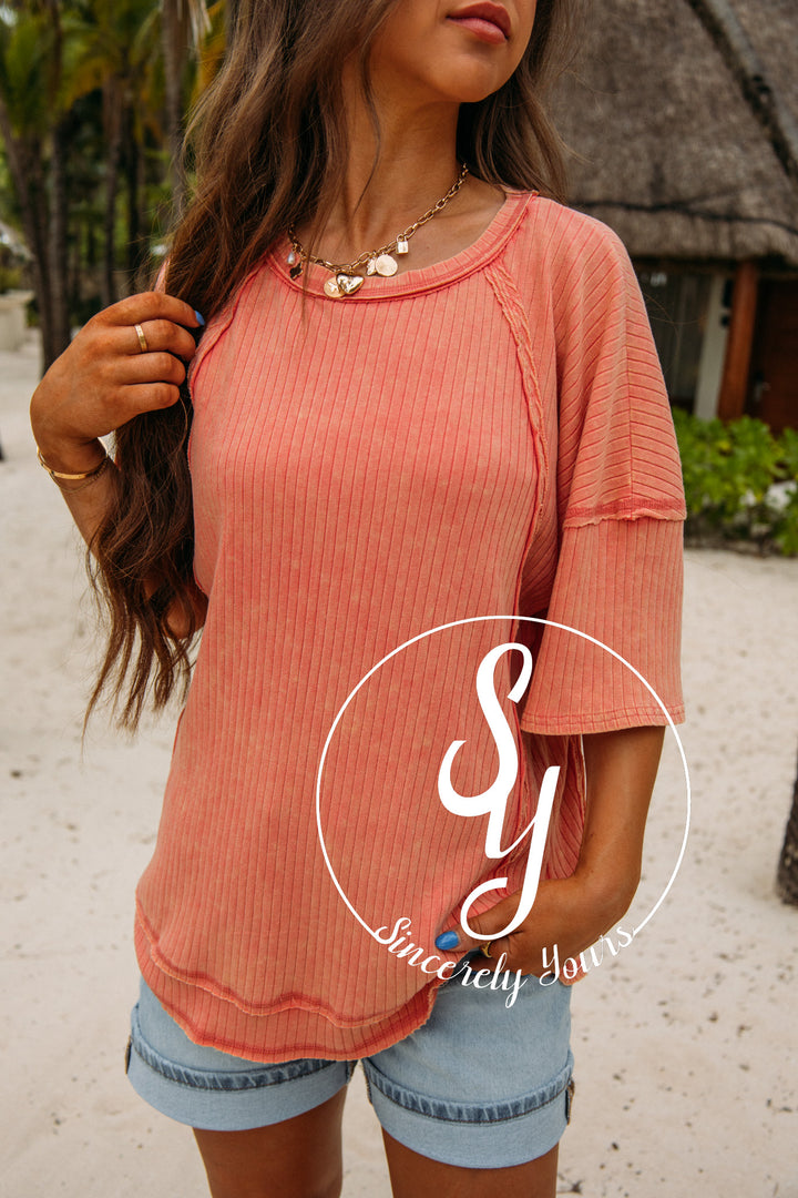 Charming Moment Top- Coral