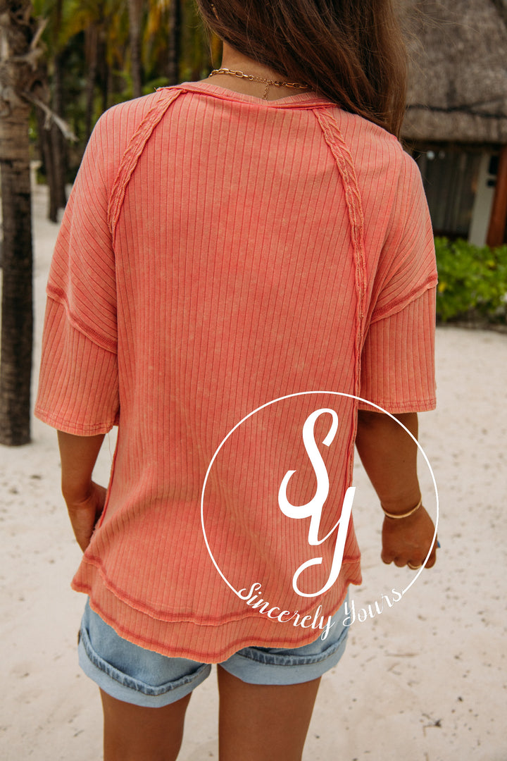 Charming Moment Top- Coral
