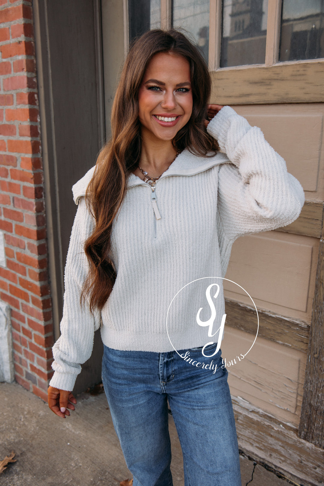 North Plush Pullover-Vanilla