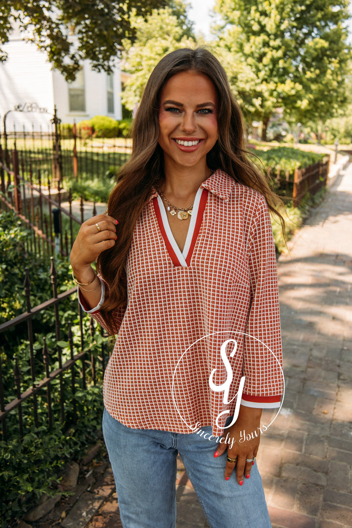 Rustic Vineyard Top- Rust