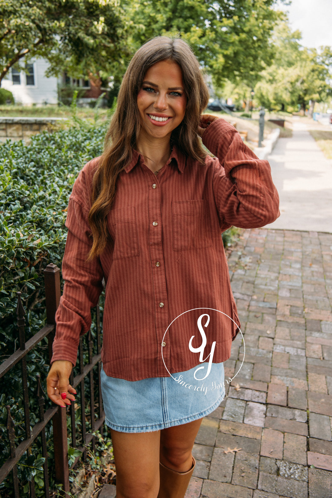 Risen Blouse- Mahogany Tonal
