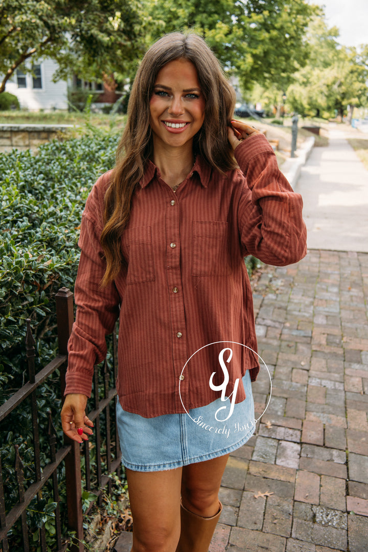 Risen Blouse- Mahogany Tonal