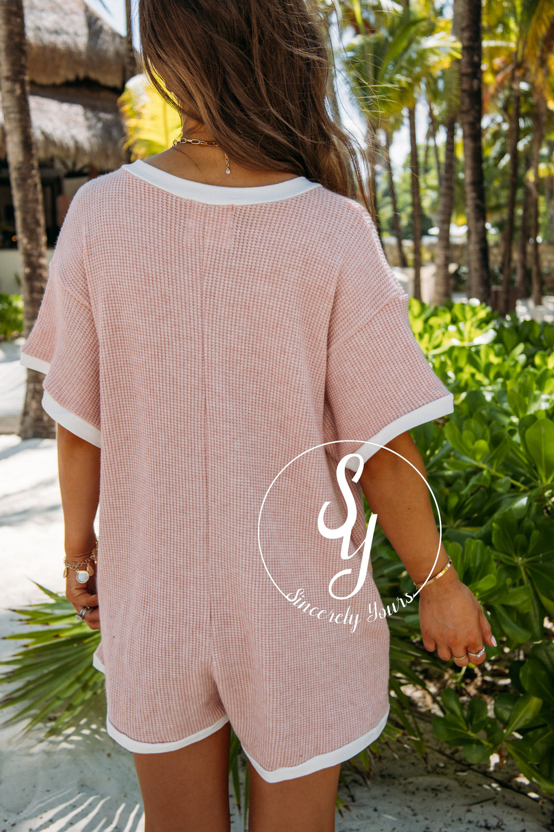 Talk Of The Show Romper- Blush