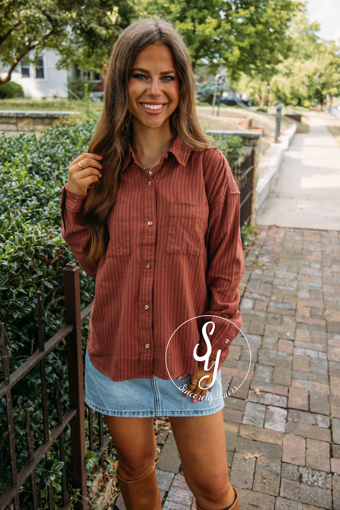 Risen Blouse- Mahogany Tonal
