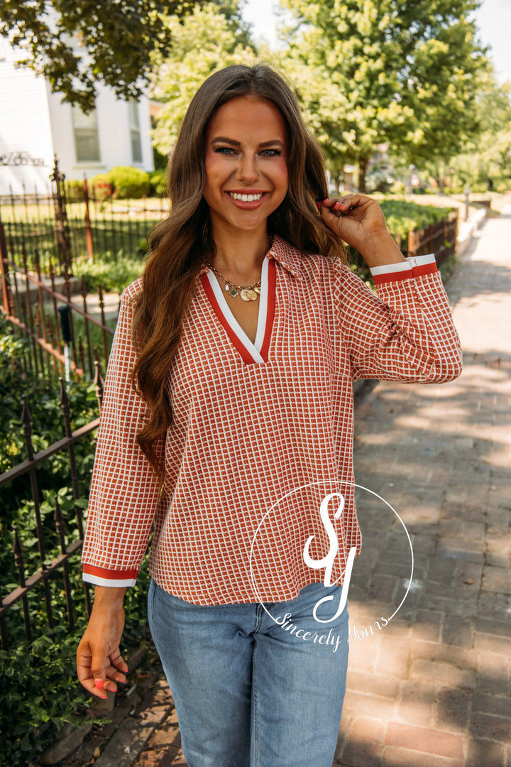 Rustic Vineyard Top- Rust