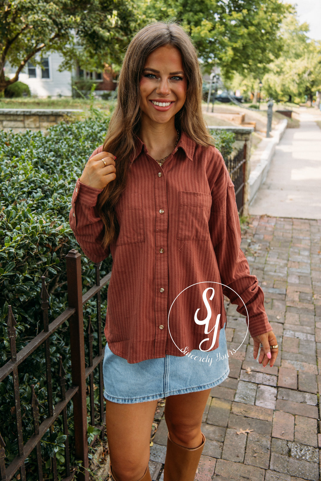 Risen Blouse- Mahogany Tonal