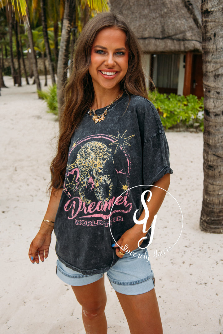 Dreamer Leopard Graphic- Black