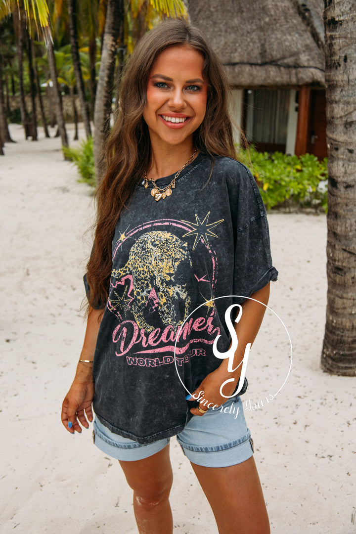 Dreamer Leopard Graphic- Black