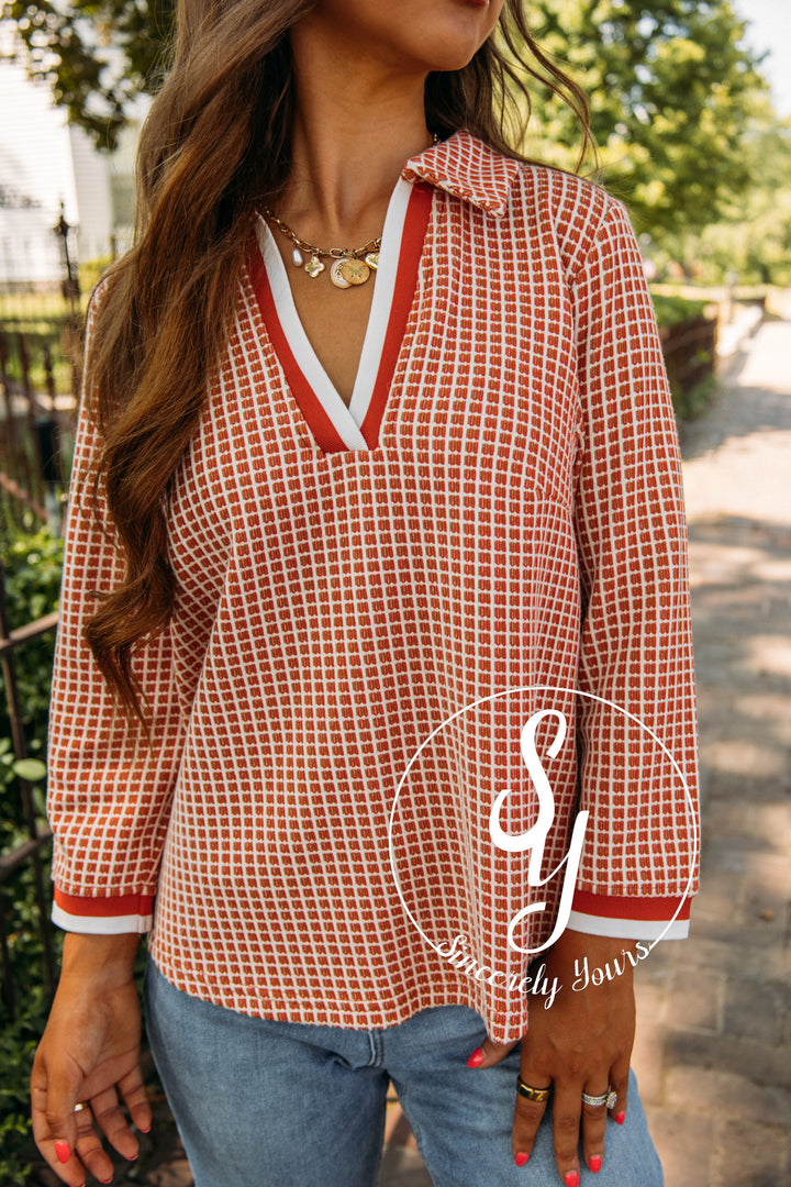 Rustic Vineyard Top- Rust