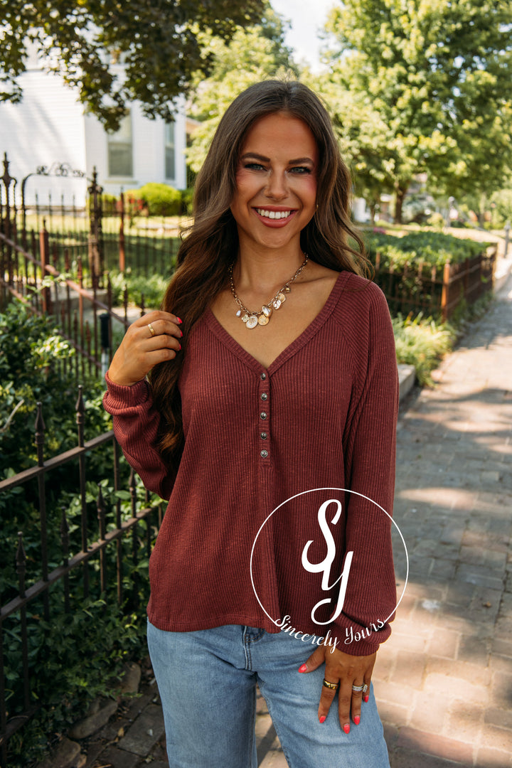 Love Comfort Top- Burgundy