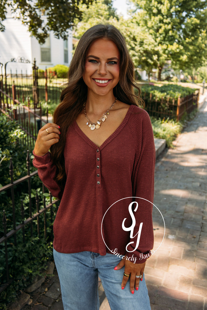 Love Comfort Top- Burgundy