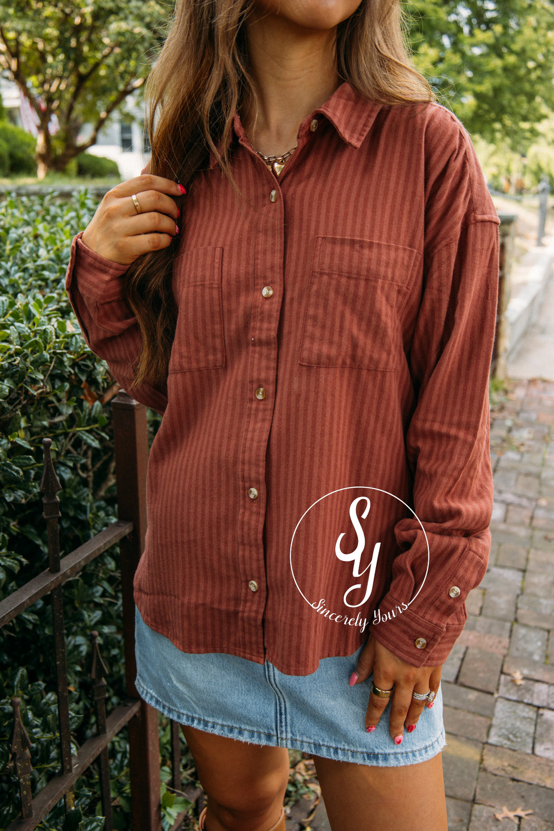 Risen Blouse- Mahogany Tonal