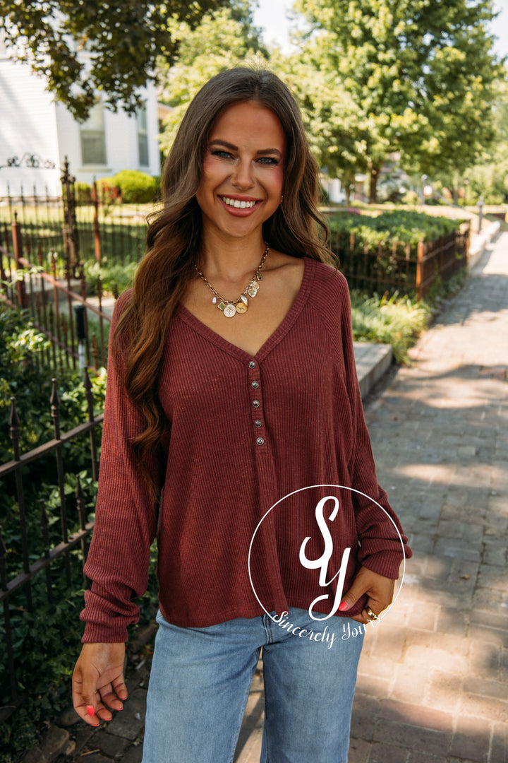 Love Comfort Top- Burgundy