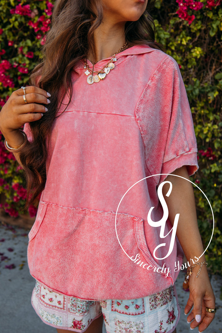 Sunny Sips Hoodie- Peach Coral