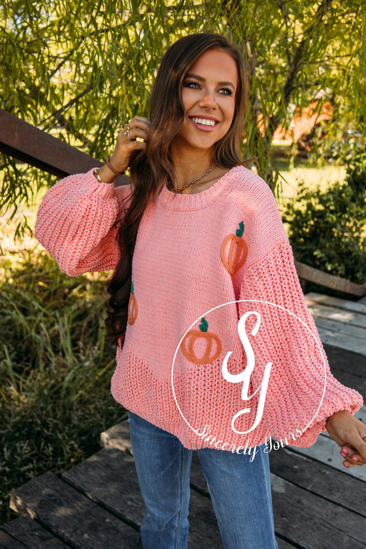 Perfect Pumpkin Sweater - Pink