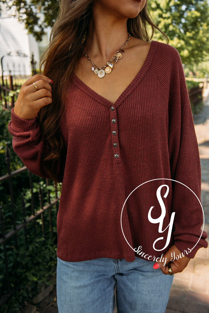 Love Comfort Top- Burgundy