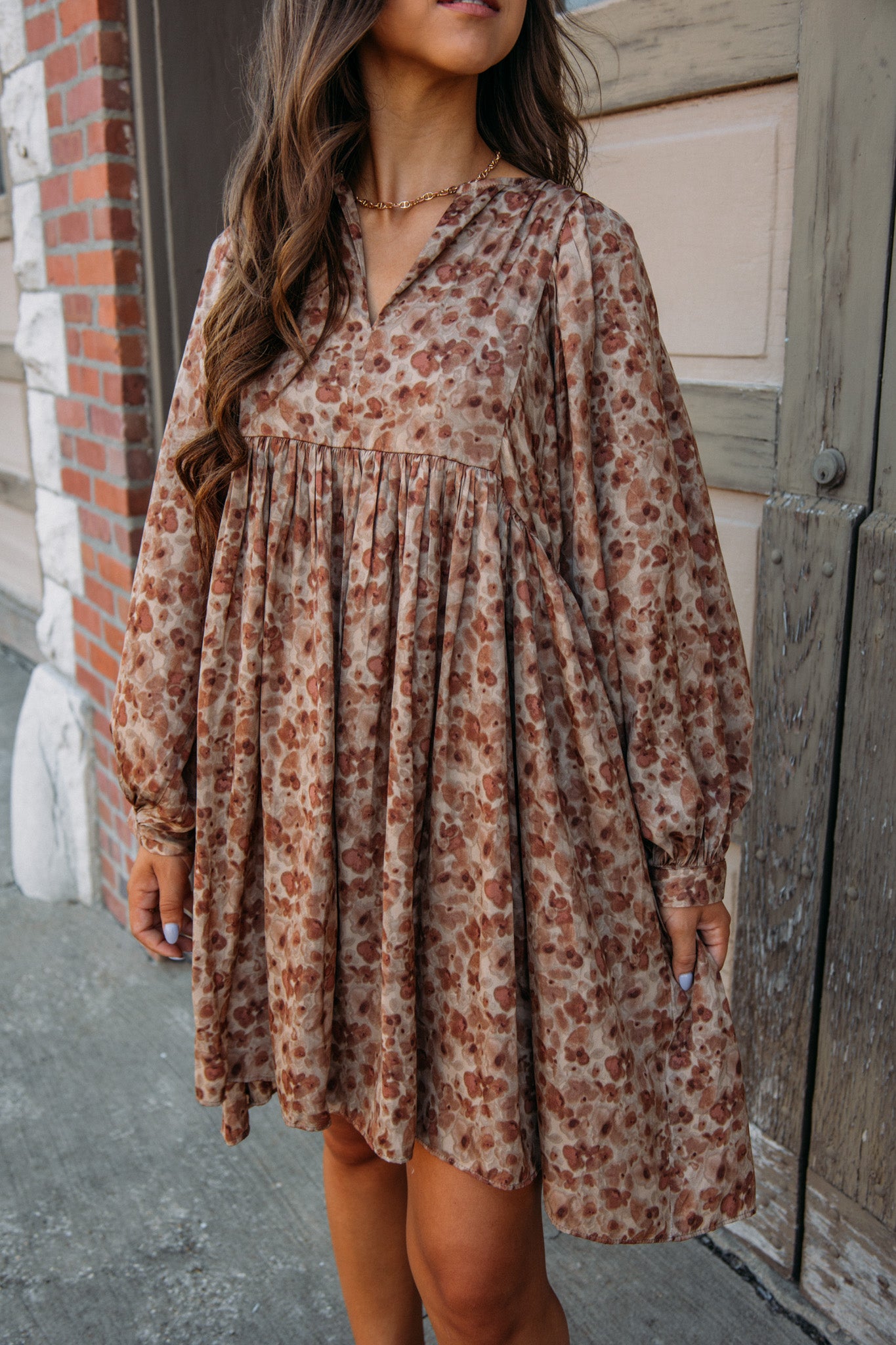 Along The Drive Dress -Sepia