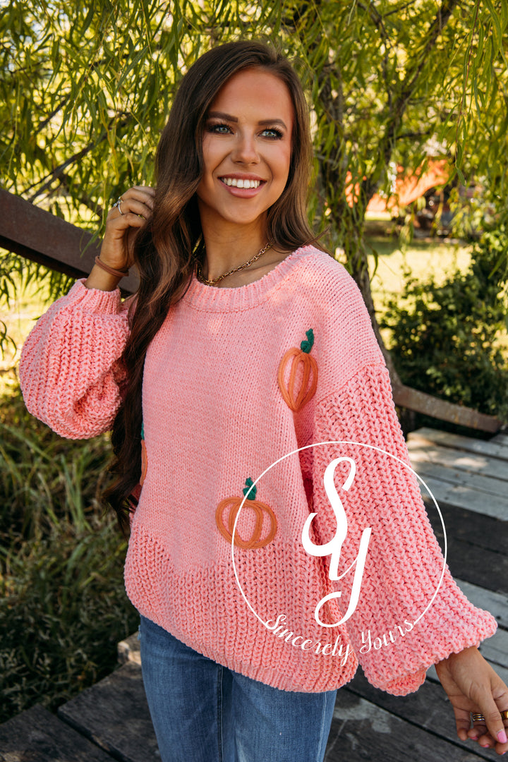 Perfect Pumpkin Sweater - Pink