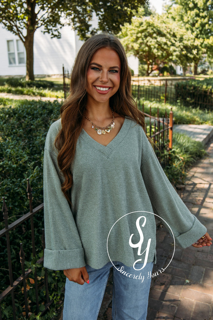 Slow Burn Top - Sage