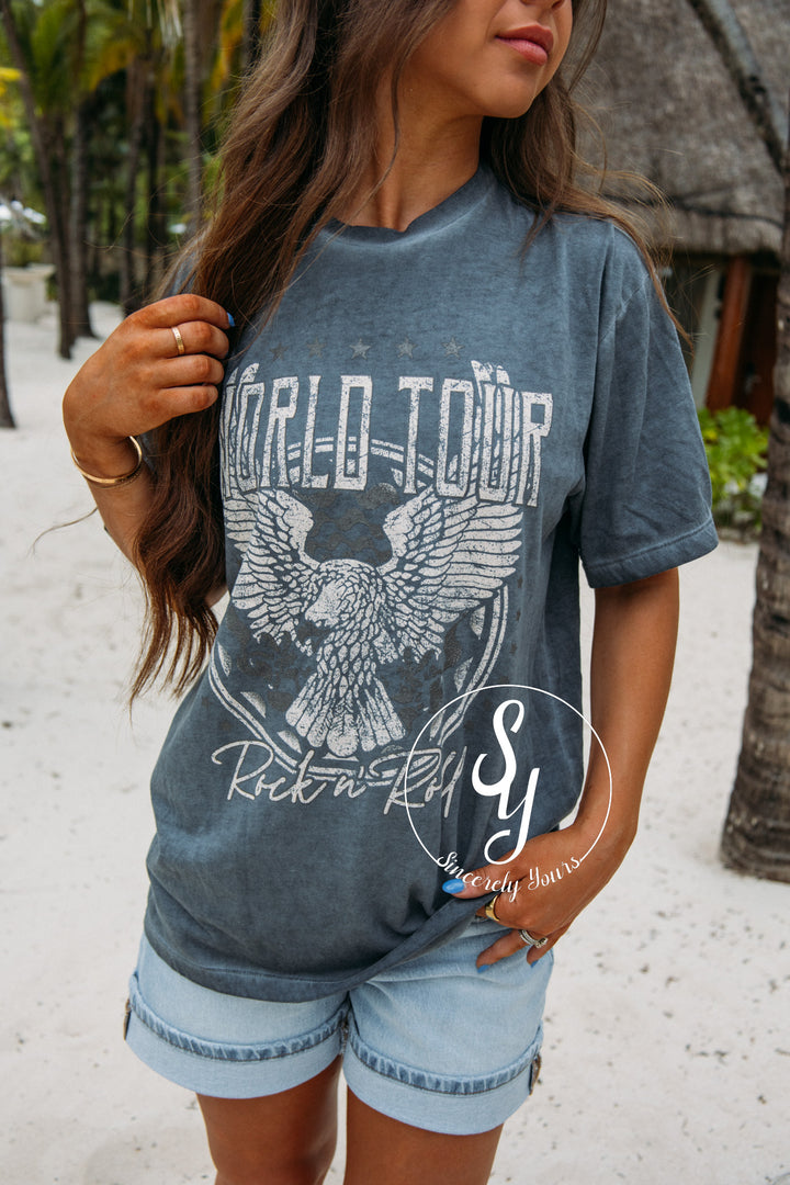 Rock N Roll World Tour Top- Black