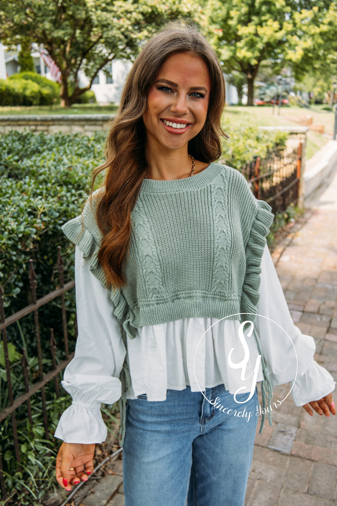Two Is Better Than One Blouse- Sage
