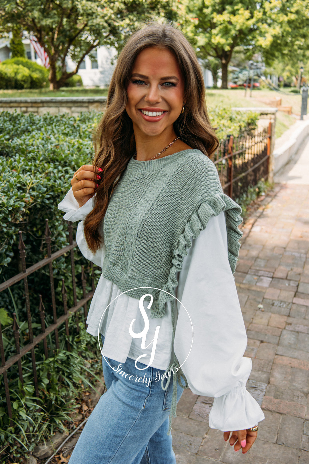 Two Is Better Than One Blouse- Sage