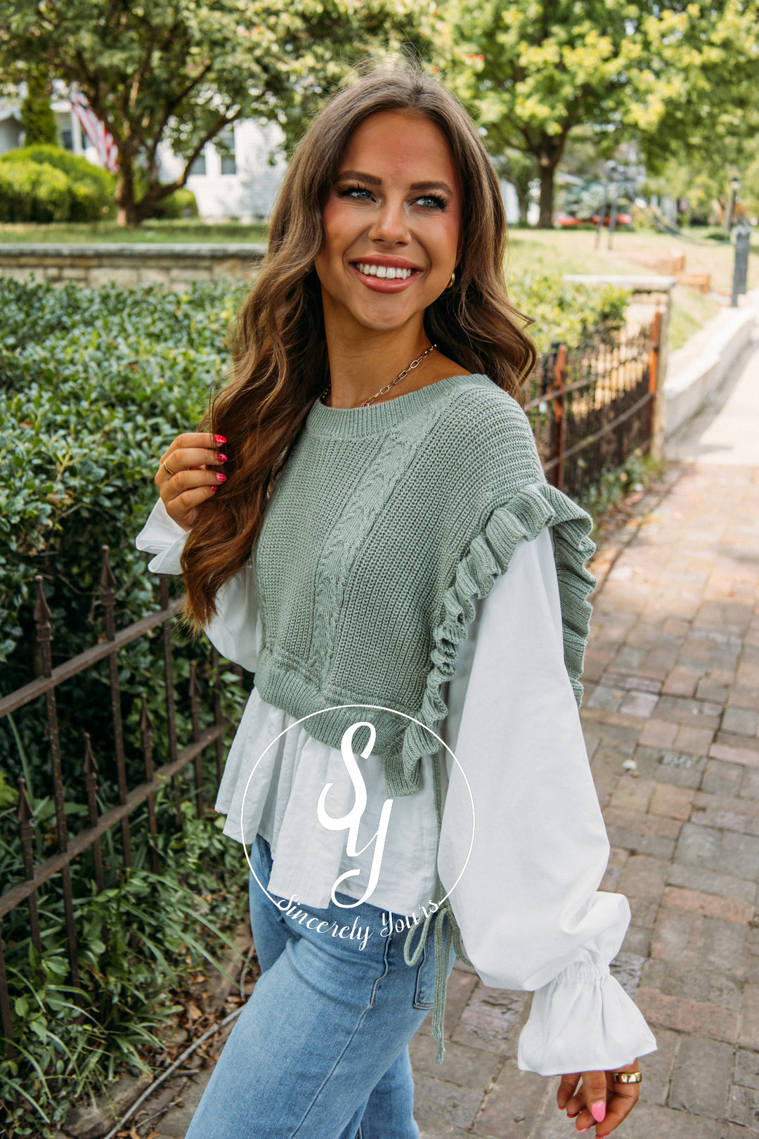 Two Is Better Than One Blouse- Sage