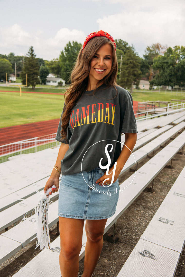 Gameday Graphic Tee -Red/Yellow