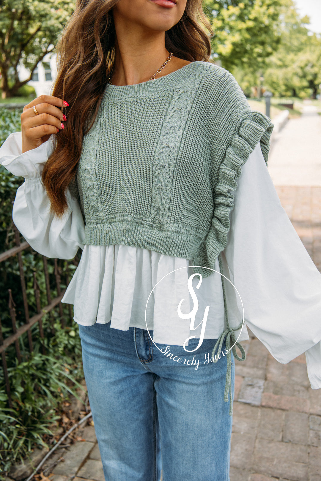 Two Is Better Than One Blouse- Sage