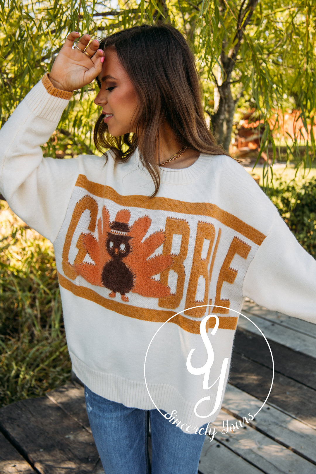 Turkey Day Sweater - Cream