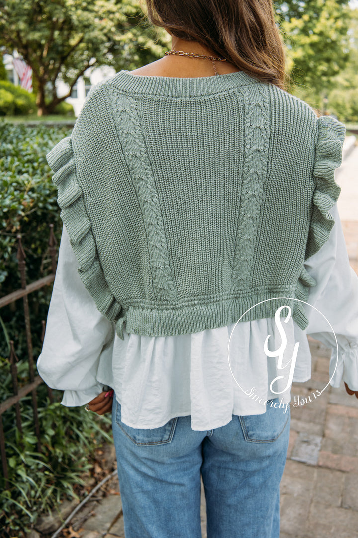 Two Is Better Than One Blouse- Sage