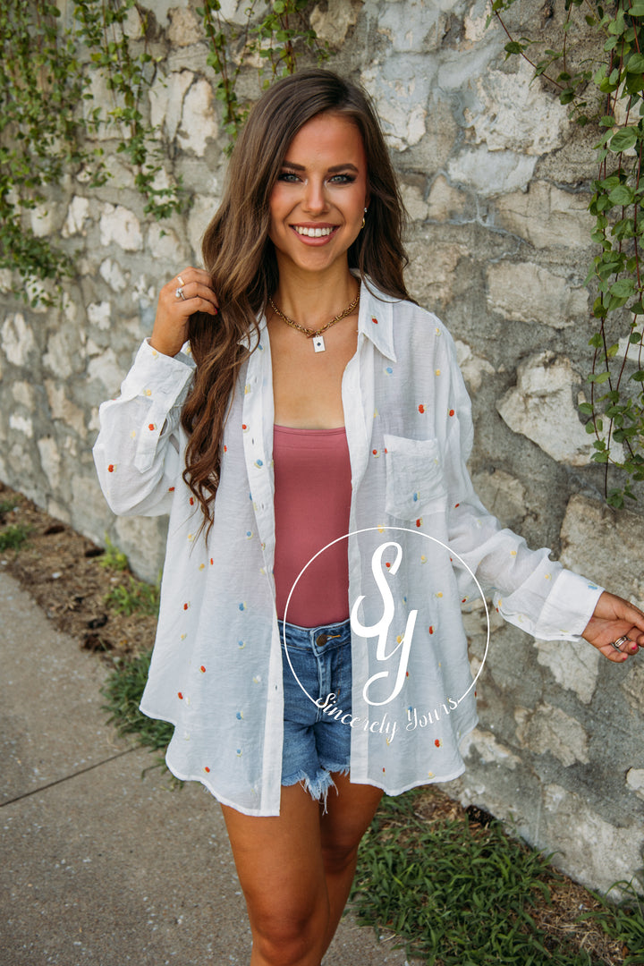 Fruity Button Up- Cream