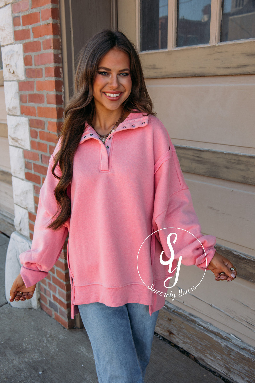 Fall For It Pullover - Pink