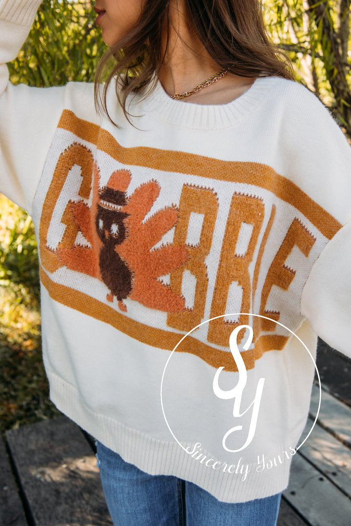 Turkey Day Sweater - Cream