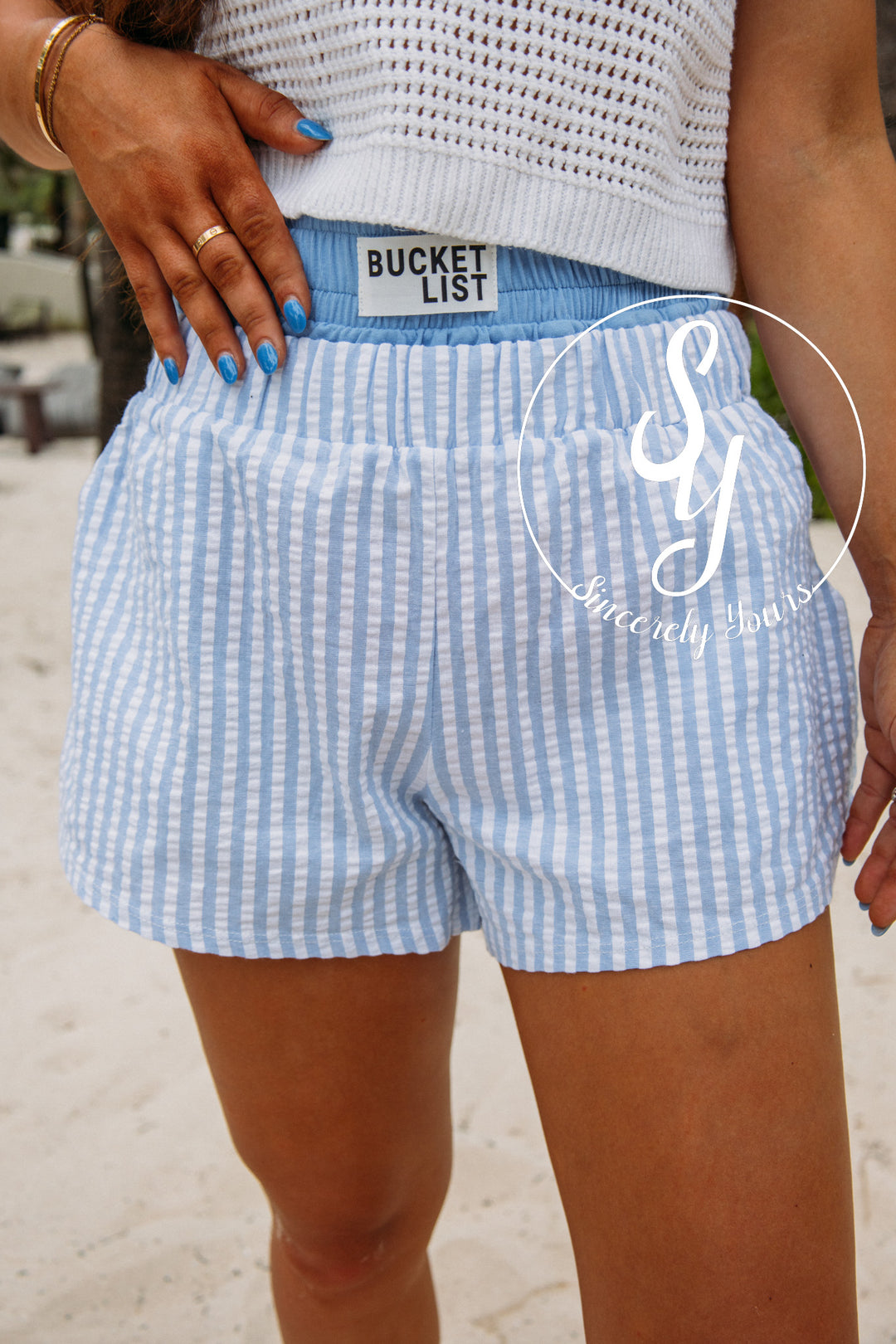 Comfy Ease Shorts-Sky Blue