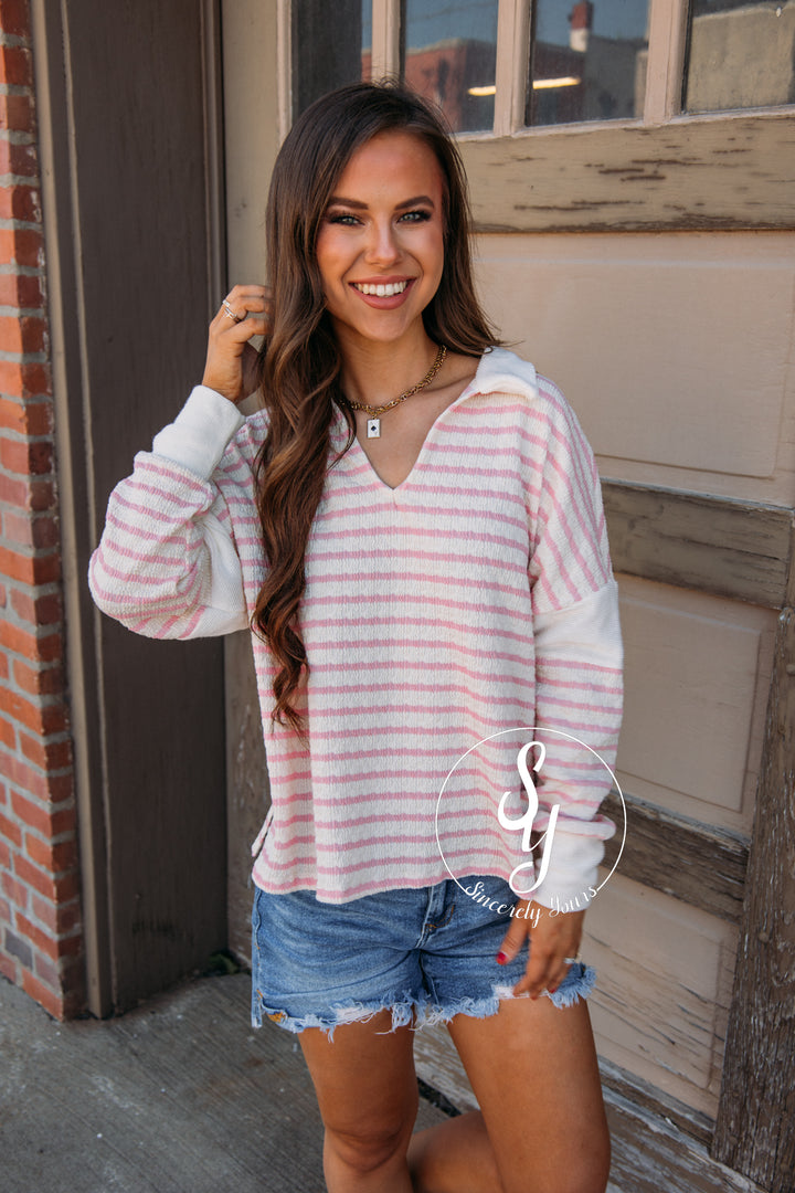 Answered Top - Ivory/Pink