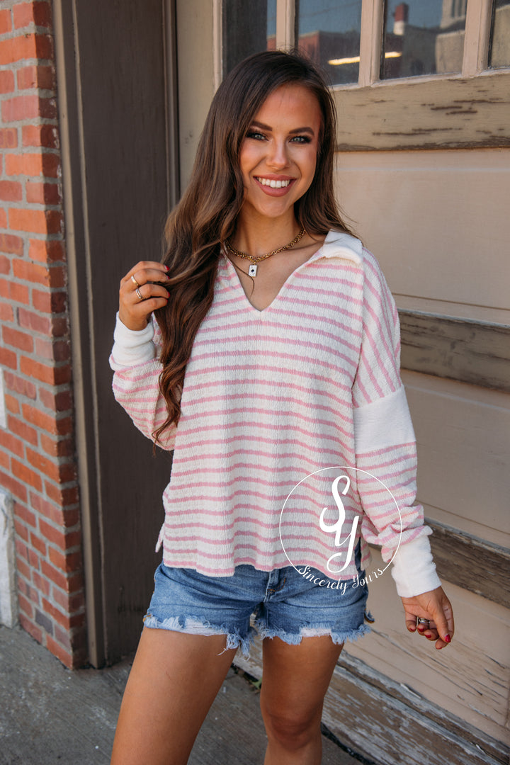 Answered Top - Ivory/Pink