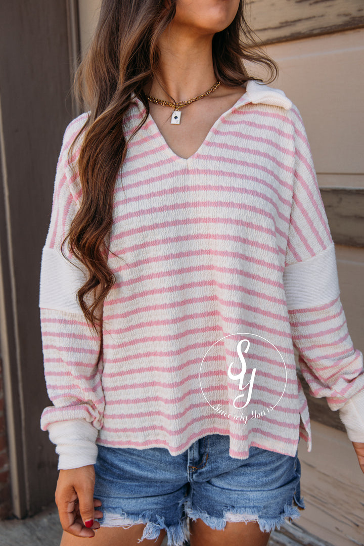 Answered Top - Ivory/Pink