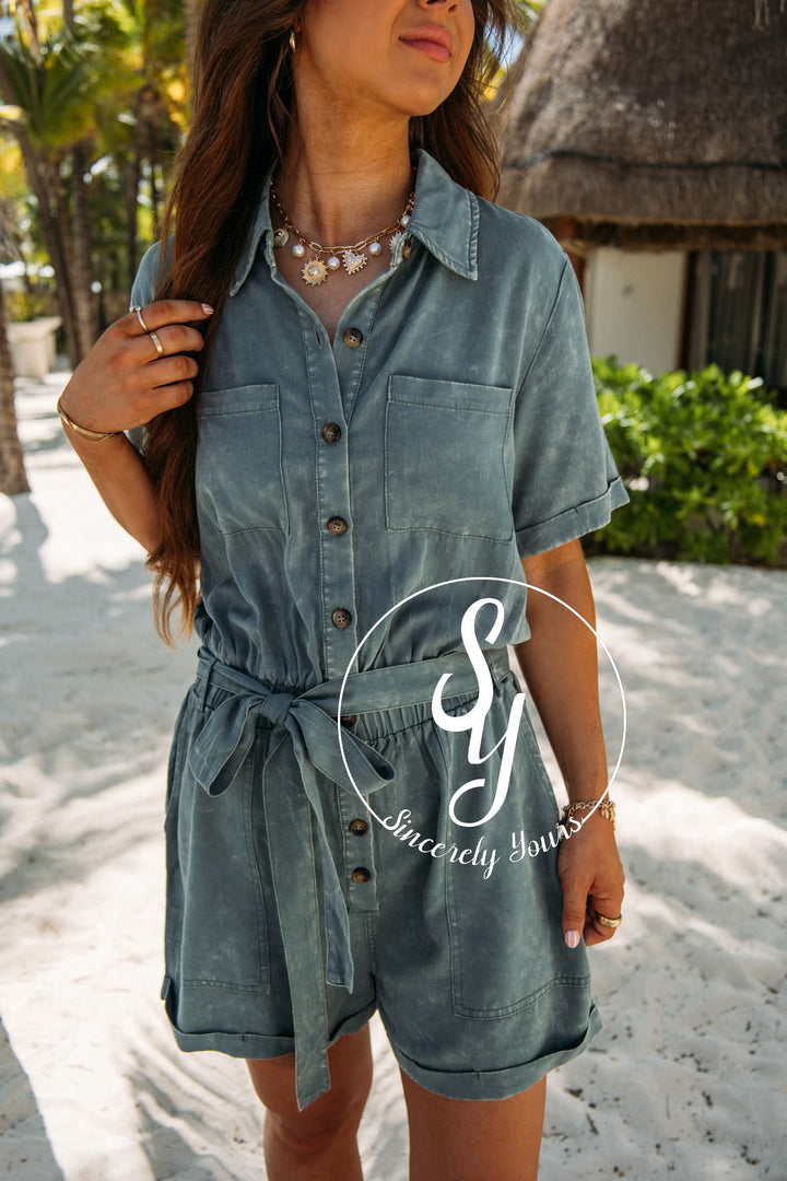 Claire Romper - Sage Green
