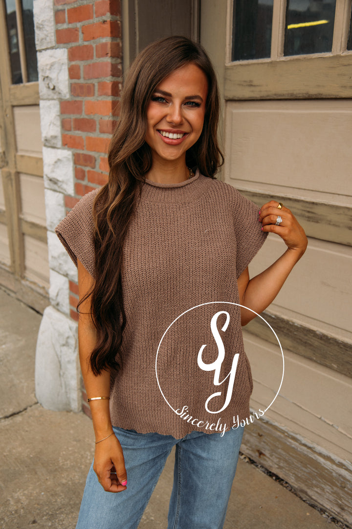 Here & Now Sweater Vest- Mocha